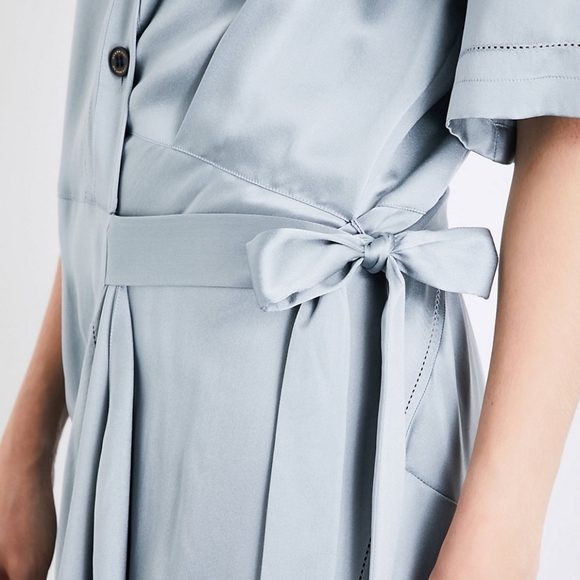 NWT Burberry 100% Silk Tie-waist Shirt Dress 4 - Picture 7 of 16